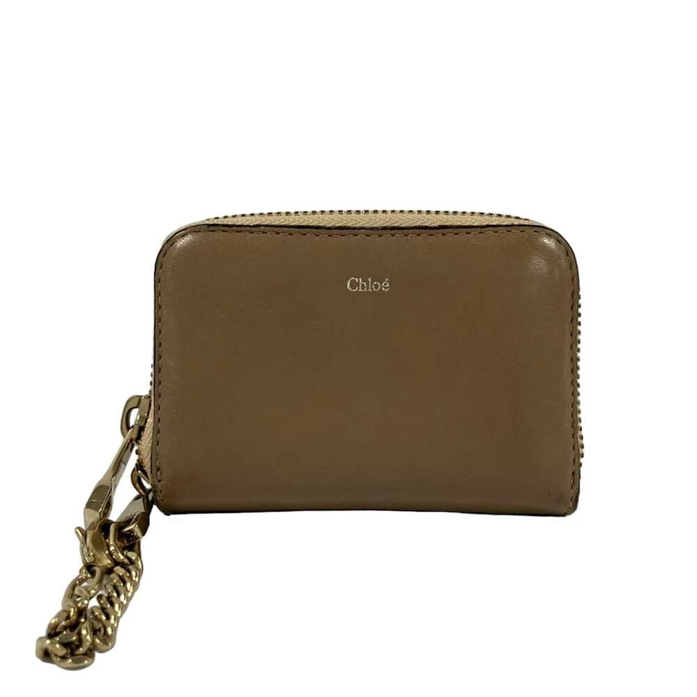 Chloé Coin Case Gray Beige Gold